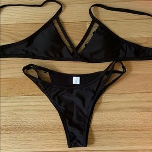 Black and polka dot bikini